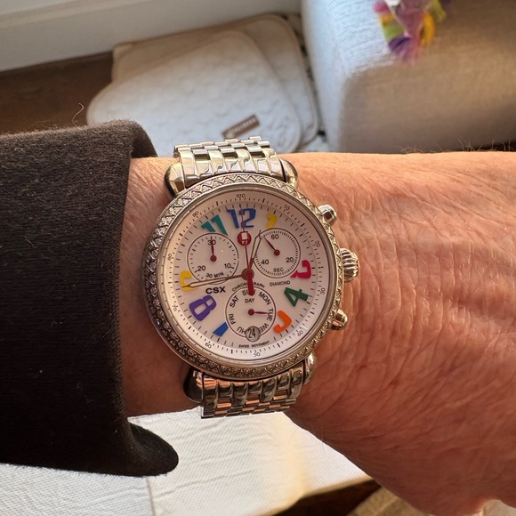 MICHELE CAROUSEL Multicolor Dial with DIAMONDS, New Bracelet. NWOT - Picture 4 of 10